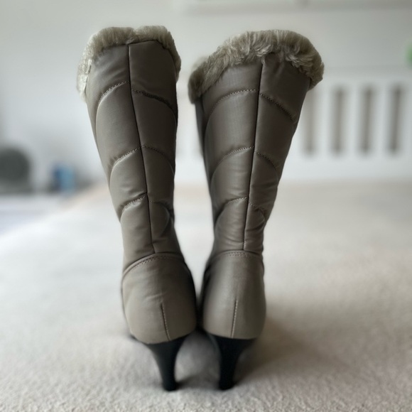 Vintage Faux Fur Lined Heeled Winter Boots 8 Grey - Picture 7 of 13